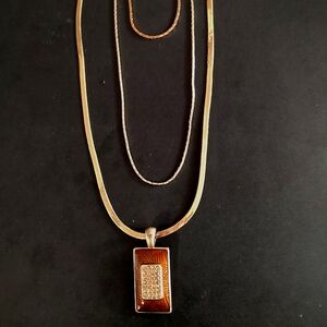A Trio of Goldtone Necklaces with Lia Sophia Slide